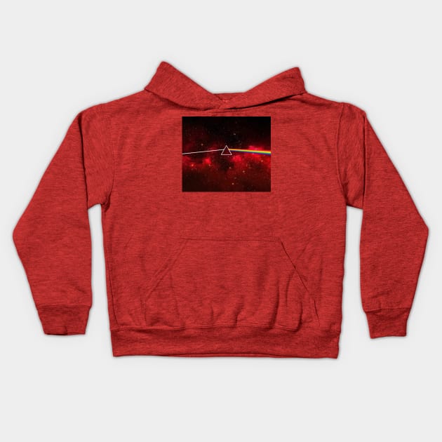 Pink Floyd Dark Side of the Moon Space Red Kids Hoodie by Irla